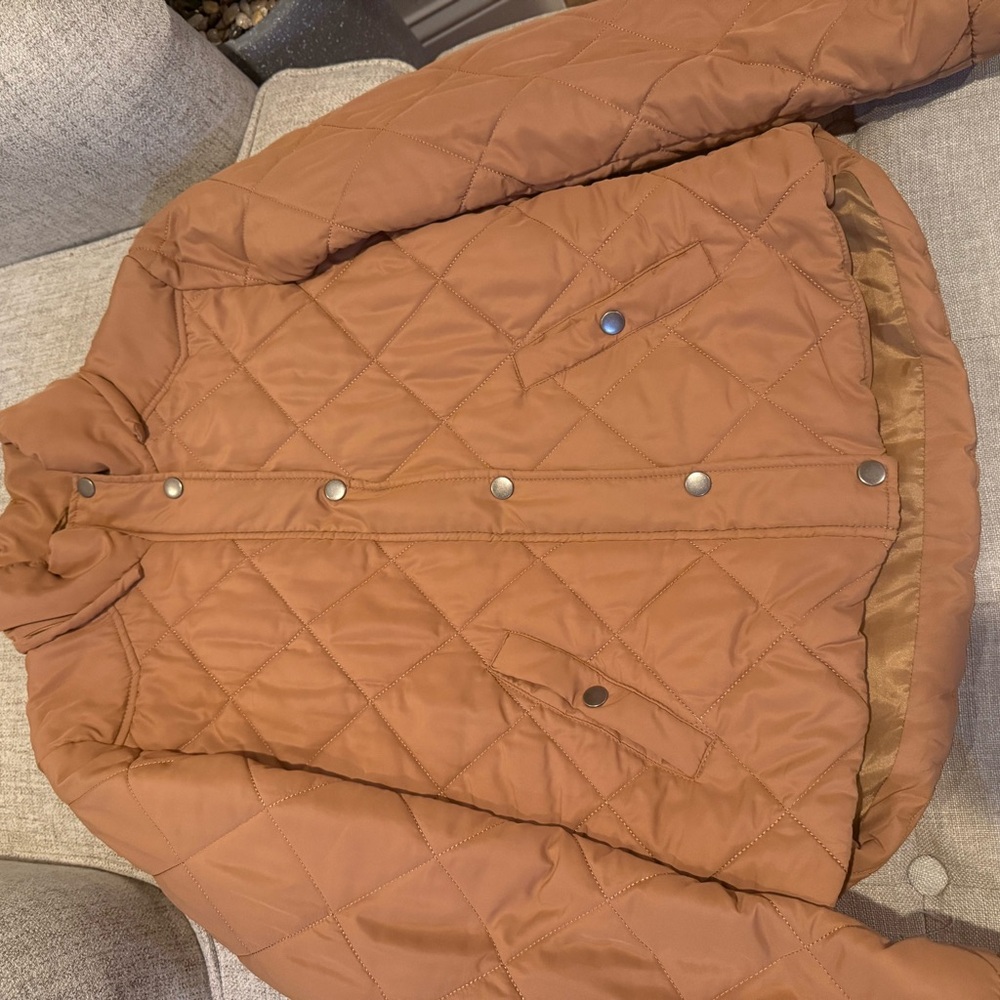 Love Tree Quilted Puffer Jacket in Rust Brown
